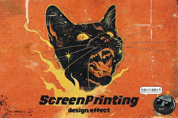 图片[1]-潮流复古怀旧磨损粗糙颗粒噪点漫画做旧丝网特效样机PSD模版素材-设计猿