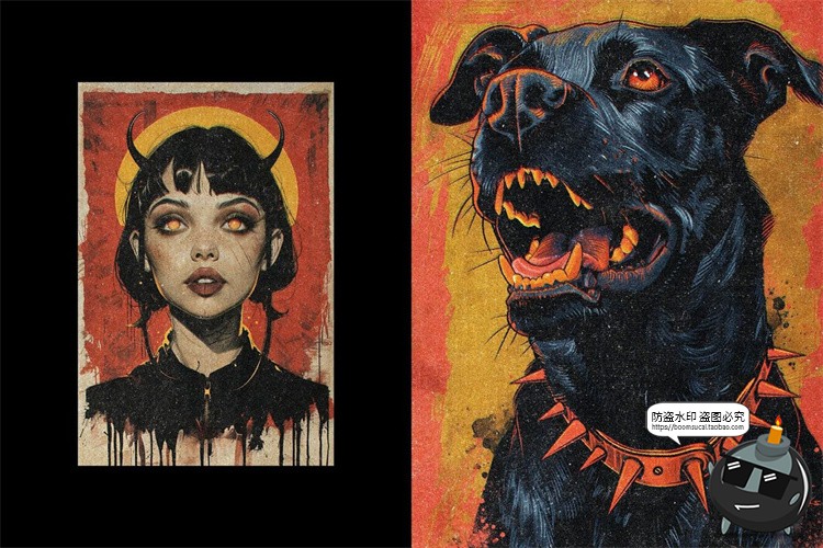 图片[3]-潮流复古怀旧磨损粗糙颗粒噪点漫画做旧丝网特效样机PSD模版素材-设计猿