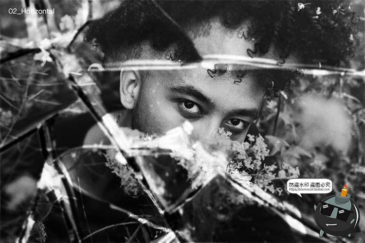 图片[5]-黑白单色透明碎玻璃折射破损裂痕碎片肌理图片特效样机PS模板素材-设计猿