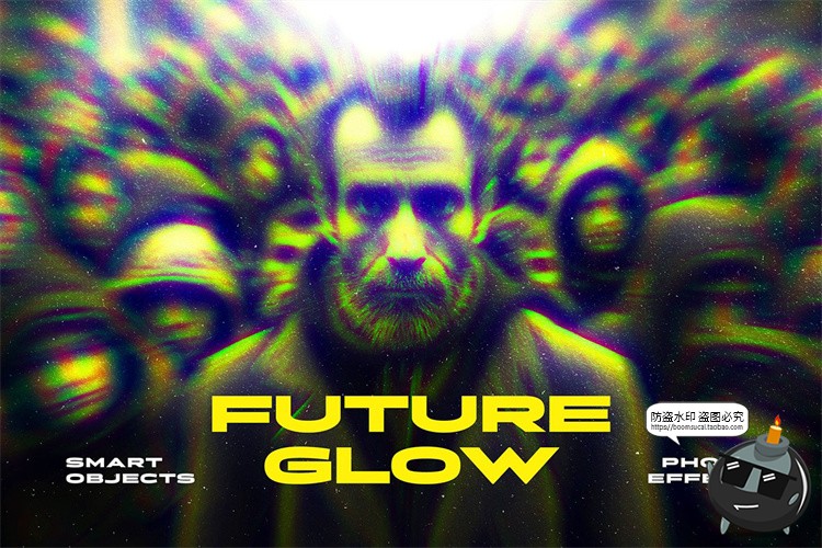 图片[1]-复古未来潮流科幻动感幻象错位失真故障风图像照片滤镜样机PS模板-设计猿