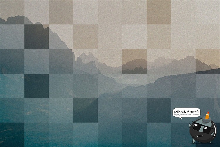 图片[2]-照片图像棋盘方格像素化马赛克模糊效果特效滤镜样机PSD模板素材-设计猿