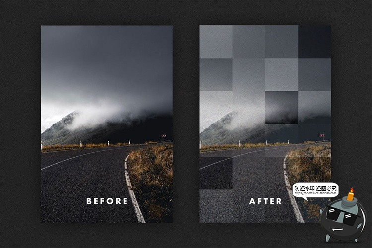 图片[3]-照片图像棋盘方格像素化马赛克模糊效果特效滤镜样机PSD模板素材-设计猿