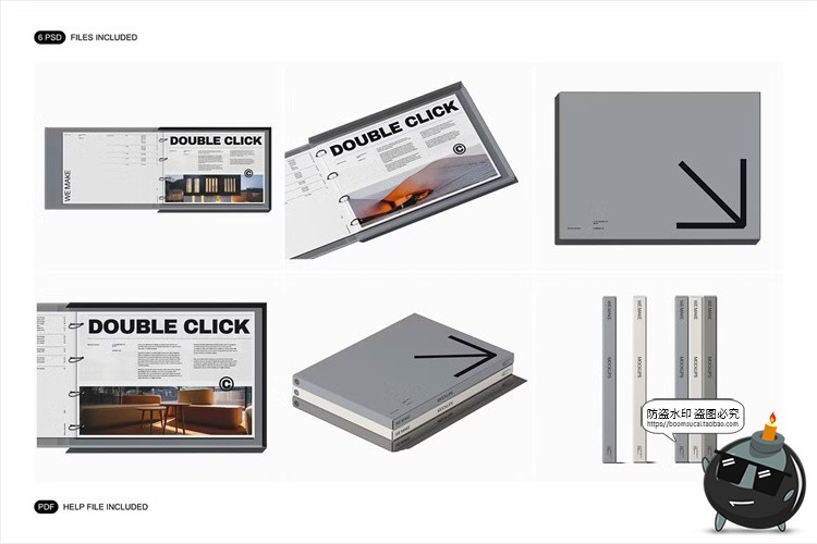 图片[2]-活页书籍资料夹文件夹办公文具封面包装展示效果样机PSD模板素材-设计猿