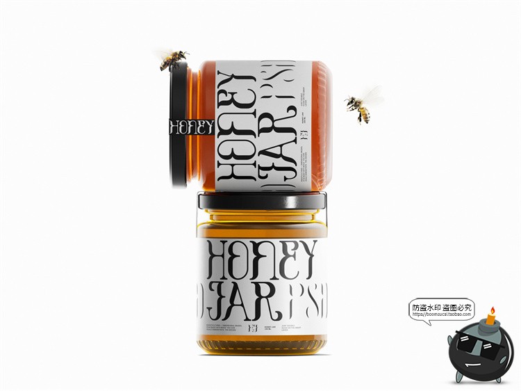 图片[3]-玻璃罐蜂蜜果酱密封分装瓶产品包装效果图展示样机PSD模板ps素材-设计猿