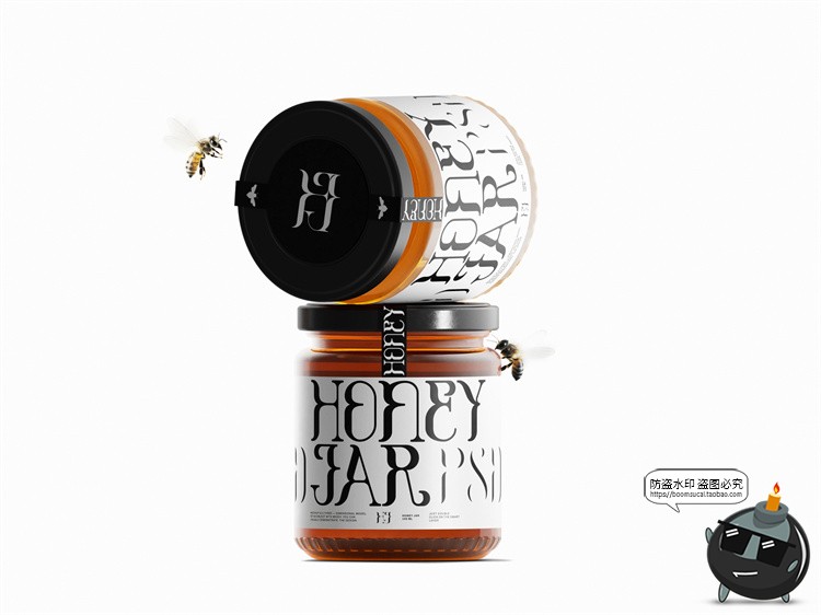 图片[4]-玻璃罐蜂蜜果酱密封分装瓶产品包装效果图展示样机PSD模板ps素材-设计猿