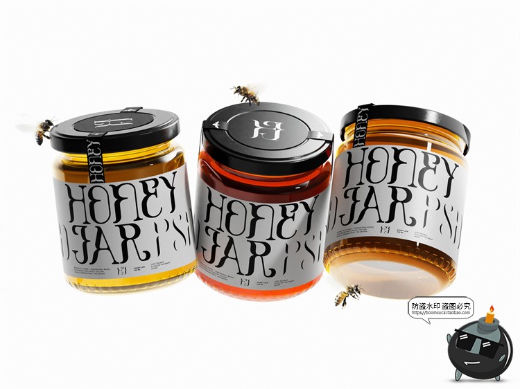 图片[5]-玻璃罐蜂蜜果酱密封分装瓶产品包装效果图展示样机PSD模板ps素材-设计猿