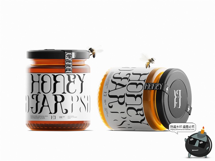 图片[7]-玻璃罐蜂蜜果酱密封分装瓶产品包装效果图展示样机PSD模板ps素材-设计猿