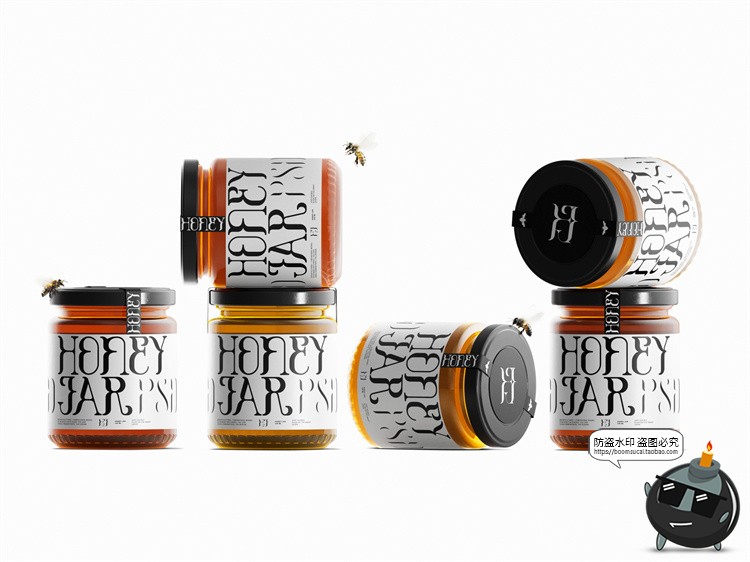 图片[8]-玻璃罐蜂蜜果酱密封分装瓶产品包装效果图展示样机PSD模板ps素材-设计猿