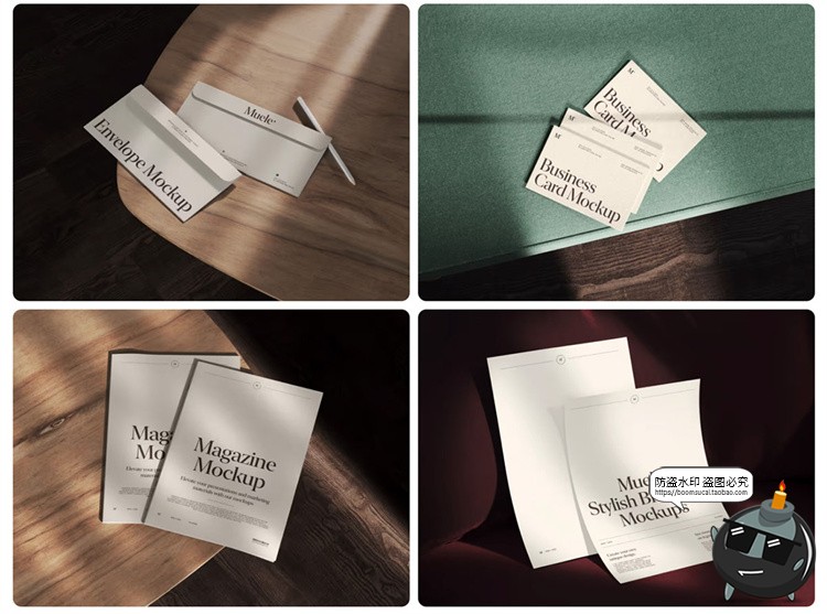 图片[4]-复古优雅光影名片信封信纸画册封面效果图展示PSD模板样机ps素材-设计猿