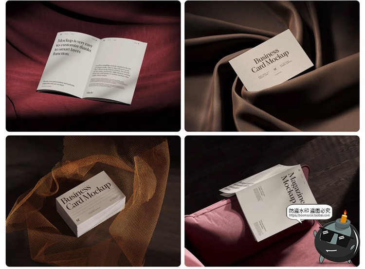 图片[5]-复古优雅光影名片信封信纸画册封面效果图展示PSD模板样机ps素材-设计猿