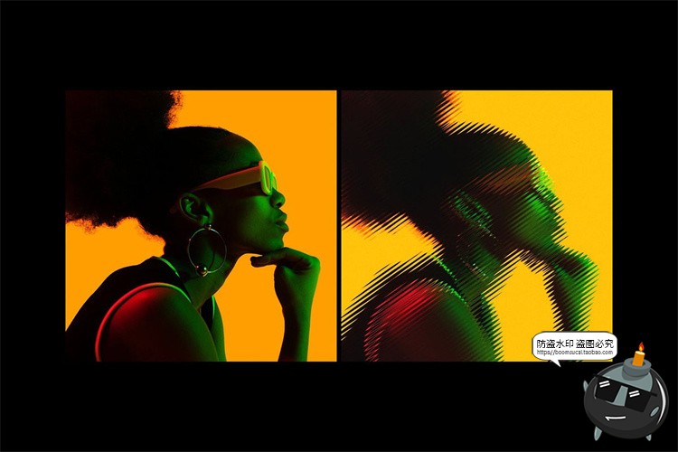 图片[3]-玻璃投影折射扭曲失真照片图像后期合成滤镜特效样机PSD模板素材-设计猿