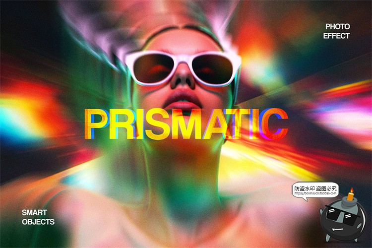 图片[1]-彩虹棱镜叠影重影折射光泄露照片图像滤镜特效样机PSD模板ps素材-设计猿