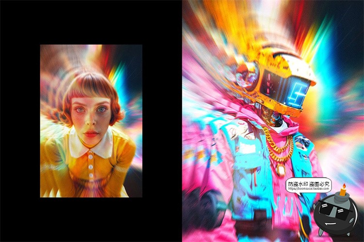 图片[3]-彩虹棱镜叠影重影折射光泄露照片图像滤镜特效样机PSD模板ps素材-设计猿