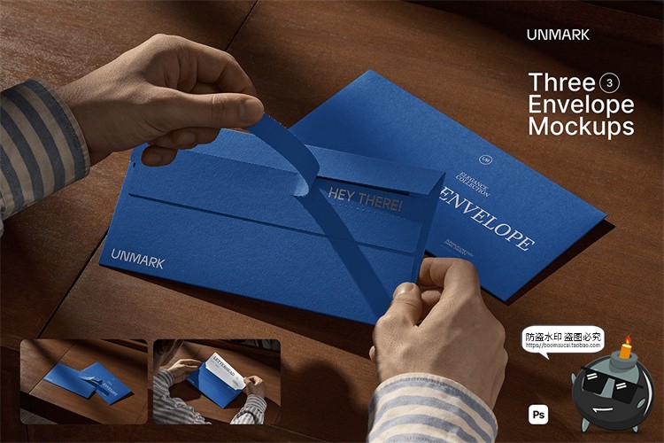 图片[1]-可撕拉手持信封信纸请柬邀请函文具场景展示效果样机PSD模板素材-设计猿