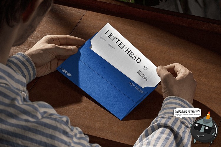 可撕拉手持信封信纸请柬邀请函文具场景展示效果样机PSD模板素材-设计猿