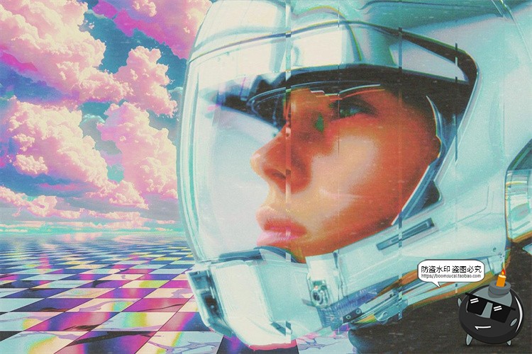 图片[4]-复古蒸汽波迷幻全息故障影像拼贴照片图像滤镜特效样机PS模板素材-设计猿