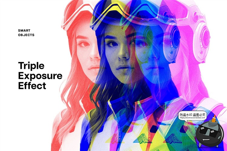 图片[1]-三重叠影曝光照片故障图像效果后期合成滤镜特效样机PSD模板素材-设计猿