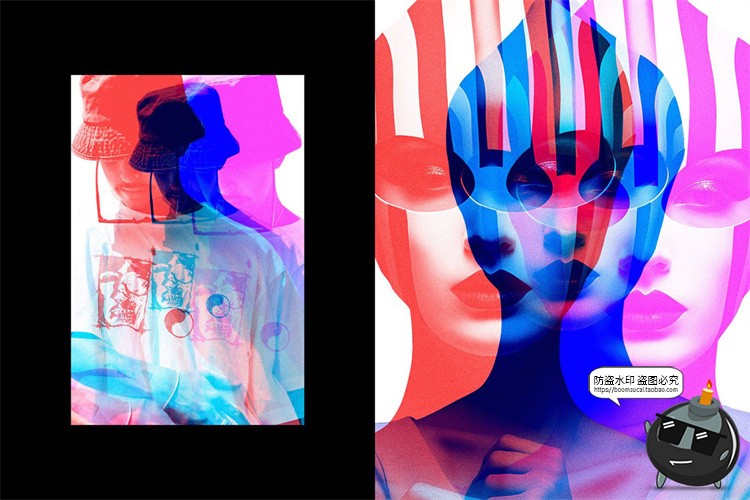 图片[3]-三重叠影曝光照片故障图像效果后期合成滤镜特效样机PSD模板素材-设计猿