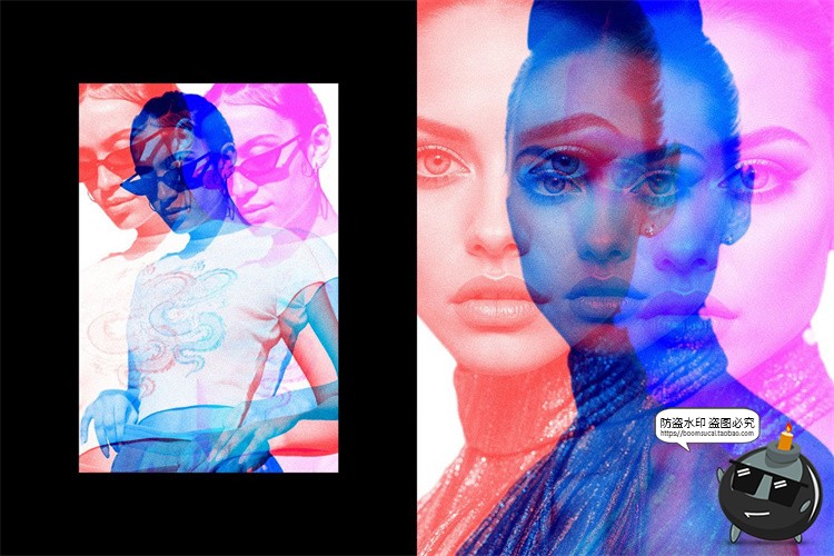 图片[7]-三重叠影曝光照片故障图像效果后期合成滤镜特效样机PSD模板素材-设计猿