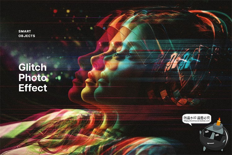 图片[1]-照片图像立体叠影故障模糊迷幻滤镜特效后期样机PSD模板PS素材-设计猿