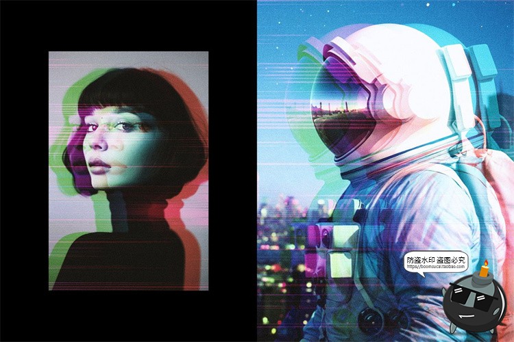 图片[3]-照片图像立体叠影故障模糊迷幻滤镜特效后期样机PSD模板PS素材-设计猿