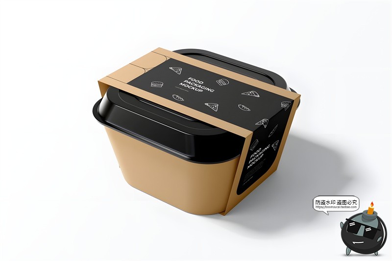 图片[3]-食品外卖包装打包纸盒模型腰封品牌logo展示贴图PSD样机PS素材-设计猿