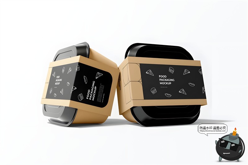 图片[4]-食品外卖包装打包纸盒模型腰封品牌logo展示贴图PSD样机PS素材-设计猿