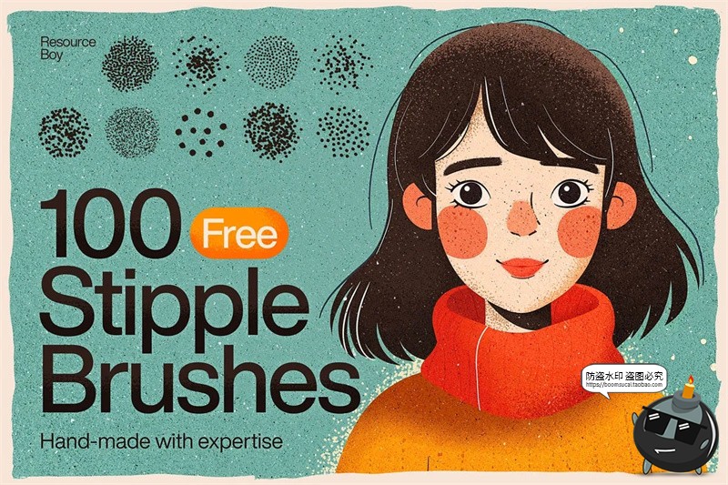 图片[1]-100款噪点粒子点画颗粒喷涂半色调漫画效果abr格式ps笔刷画笔素材-设计猿