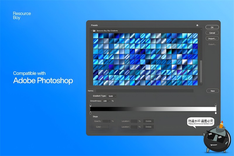 200款天空海洋蓝色系渐变后期合成修图美工调色板grd格式PS素材-设计猿