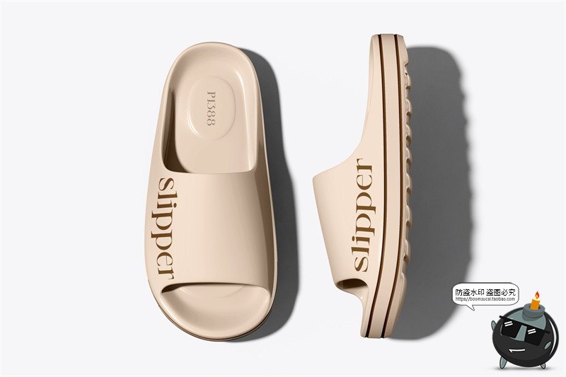 图片[2]-沙滩橡胶拖鞋凉鞋居家拖鞋品牌logo标识智能贴图样机PSD模板素材-设计猿