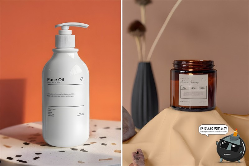 复古时尚化妆护肤品香水包装标签贴纸排版设计版式AI矢量模板素材-设计猿