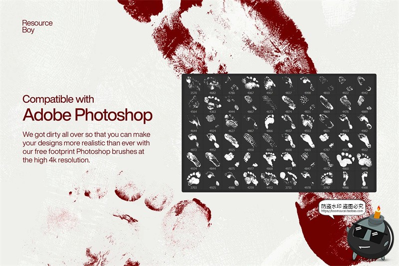 图片[2]-足迹脚印鞋印赤足侦探场景后期合成效果图案PS笔刷abr格式PS素材-设计猿