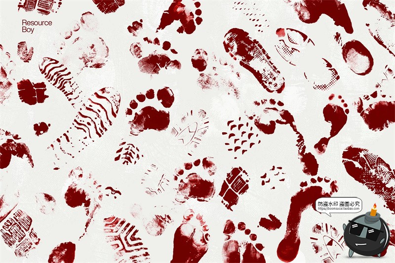 图片[3]-足迹脚印鞋印赤足侦探场景后期合成效果图案PS笔刷abr格式PS素材-设计猿