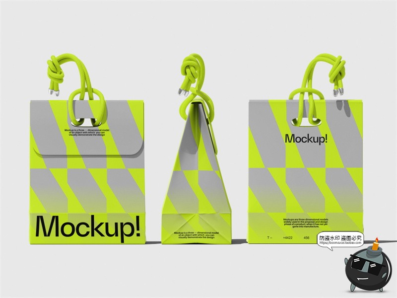 图片[3]-潮流潮牌极简纸袋包装袋手提袋礼品袋展示贴图样机PSD模板ps素材-设计猿