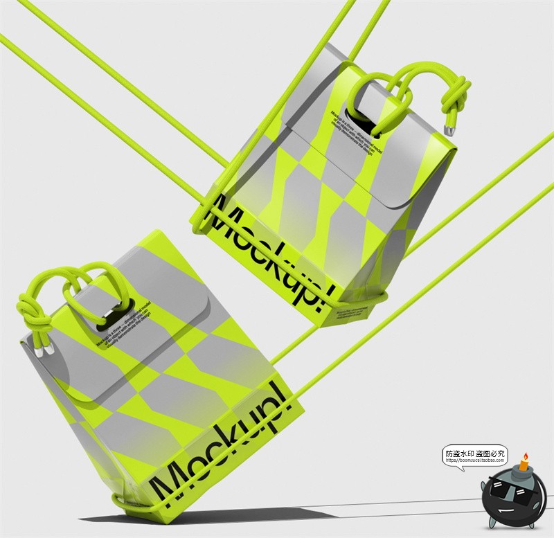 图片[4]-潮流潮牌极简纸袋包装袋手提袋礼品袋展示贴图样机PSD模板ps素材-设计猿