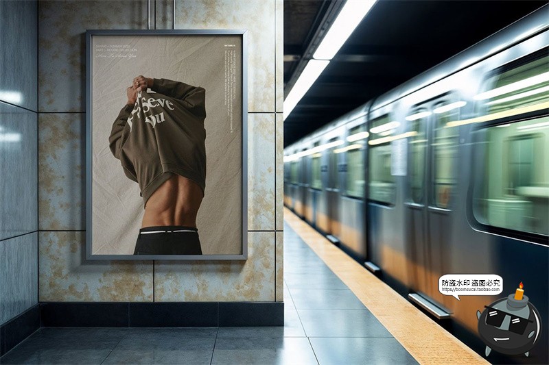 图片[4]-工业风地铁站通道过道隧道广告海报导视牌展示效果图PSD样机素材-设计猿
