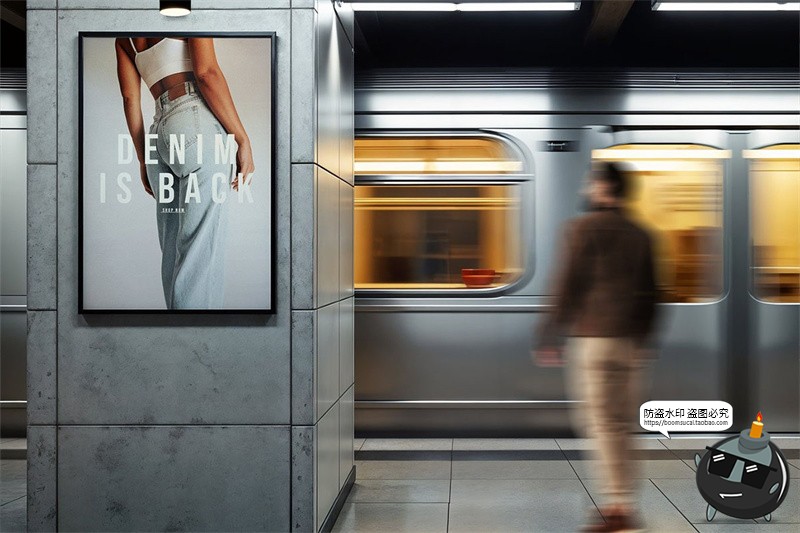 图片[6]-工业风地铁站通道过道隧道广告海报导视牌展示效果图PSD样机素材-设计猿