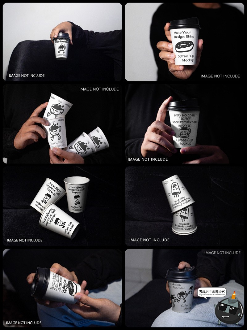 图片[1]-时尚手持一次性外卖奶茶咖啡果汁纸杯贴图效果图样机PSD模板素材-设计猿