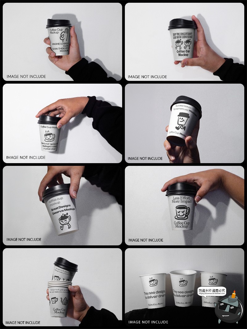 图片[2]-时尚手持一次性外卖奶茶咖啡果汁纸杯贴图效果图样机PSD模板素材-设计猿