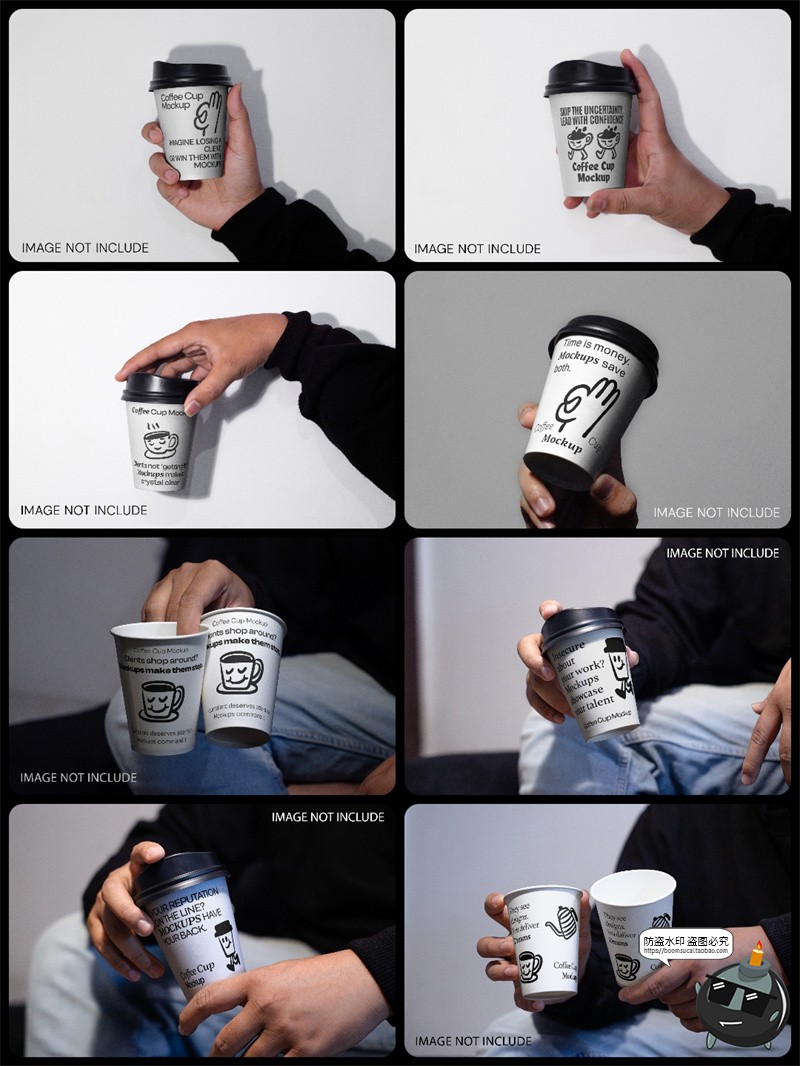图片[3]-时尚手持一次性外卖奶茶咖啡果汁纸杯贴图效果图样机PSD模板素材-设计猿