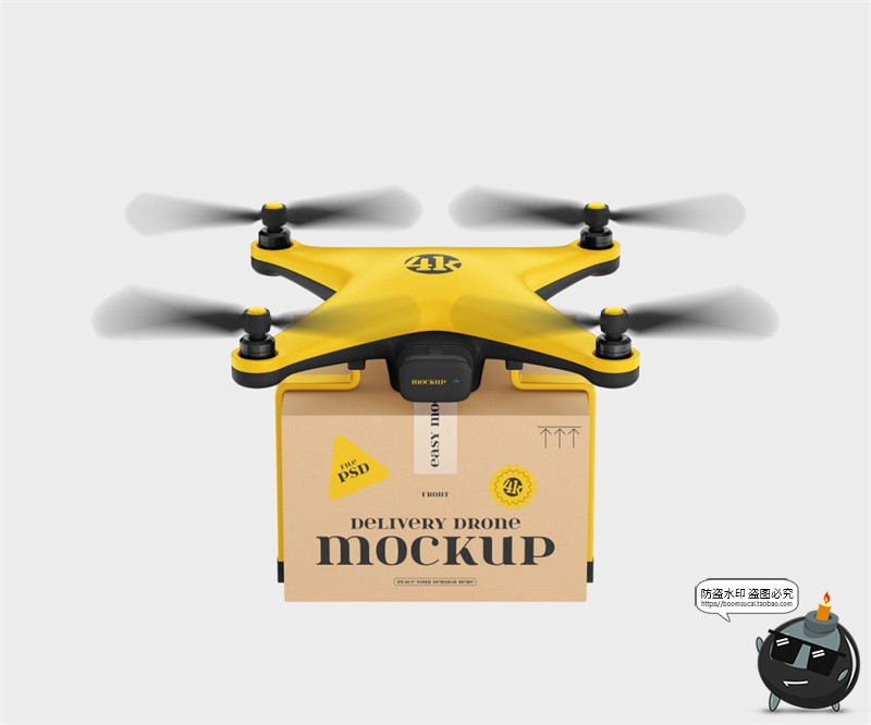 图片[2]-无人机送货纸箱纸盒模型概念LOGO贴图效果展示样机PSD模板ps素材-设计猿
