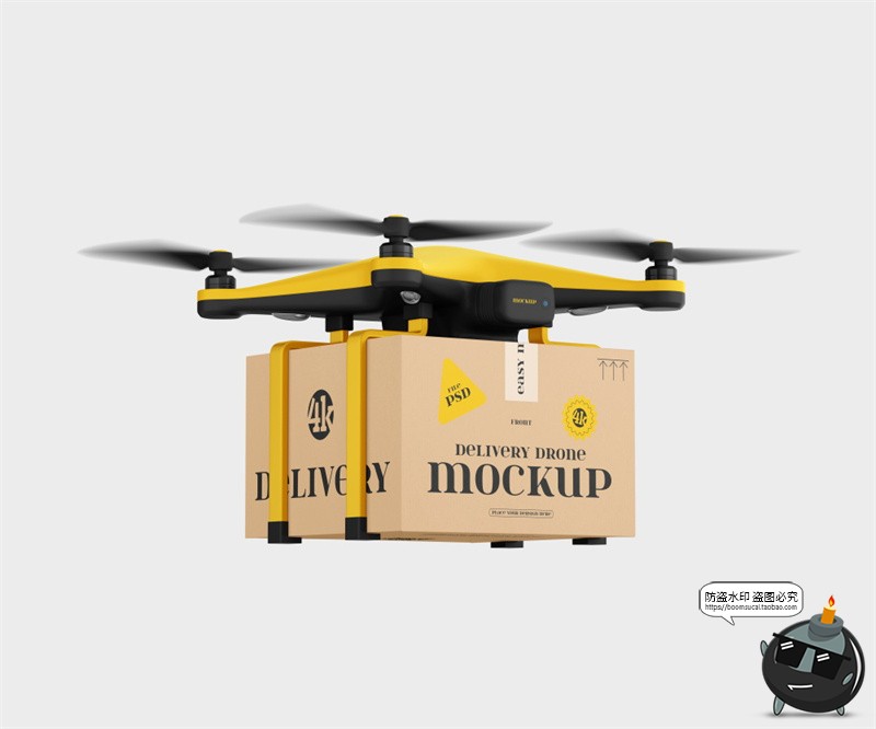 图片[4]-无人机送货纸箱纸盒模型概念LOGO贴图效果展示样机PSD模板ps素材-设计猿