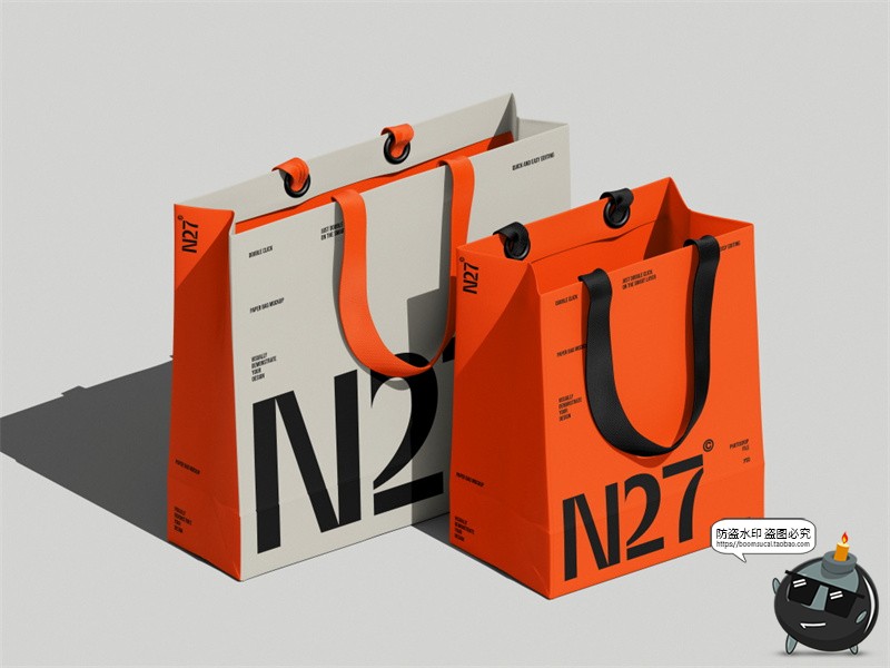 图片[3]-服装店手提纸袋购物袋拎袋礼品袋包装效果图展示样机PSD模板素材-设计猿