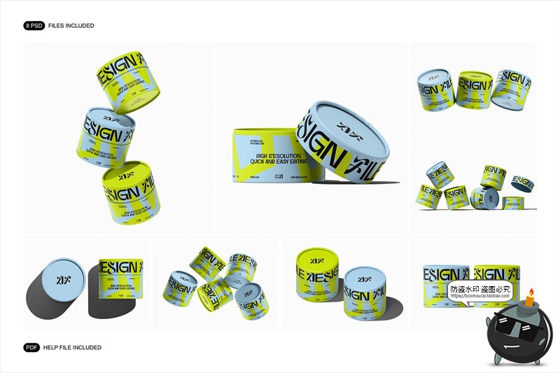 图片[2]-圆筒纸管茶叶罐文创礼品礼盒产品包装效果图展示样机PSD模板素材-设计猿