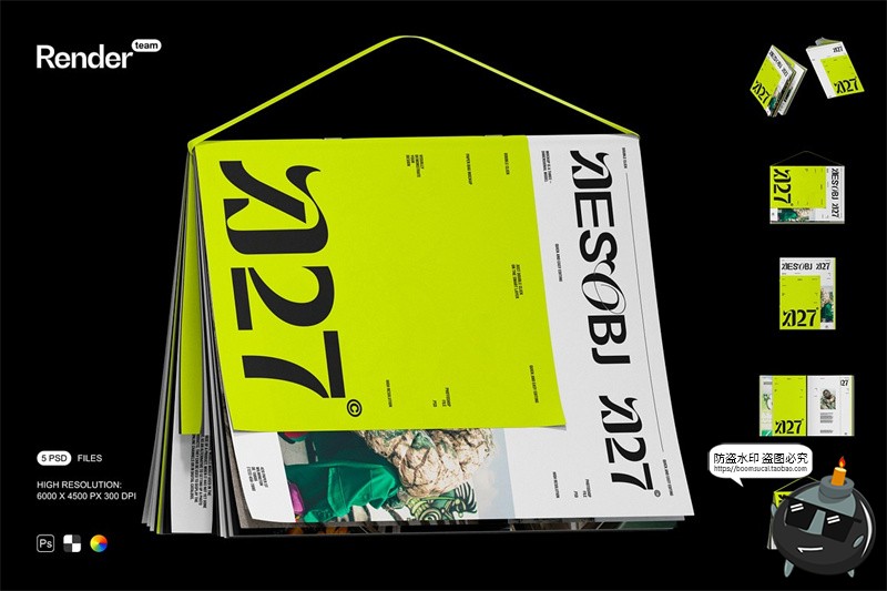 图片[1]-创意杂志画册品牌手册封面内页作品展示效果图样机PSD模板ps素材-设计猿