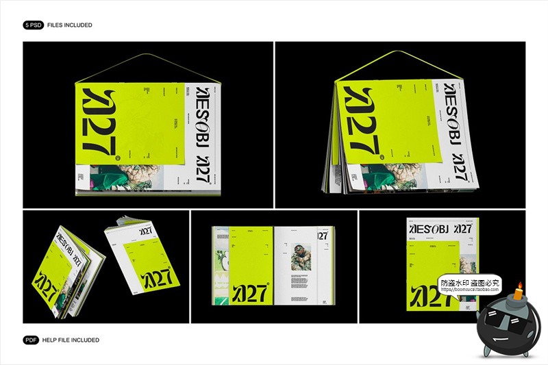图片[2]-创意杂志画册品牌手册封面内页作品展示效果图样机PSD模板ps素材-设计猿