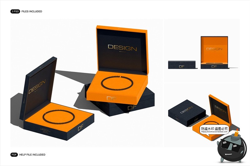 图片[2]-高级珠宝项链手链手饰首饰方形包装盒礼盒展示效果模板样机ps素材-设计猿