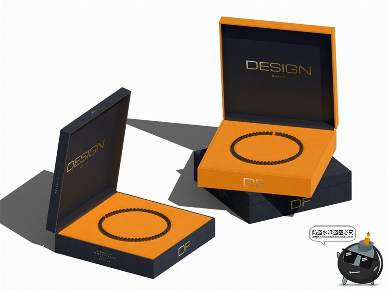 图片[4]-高级珠宝项链手链手饰首饰方形包装盒礼盒展示效果模板样机ps素材-设计猿