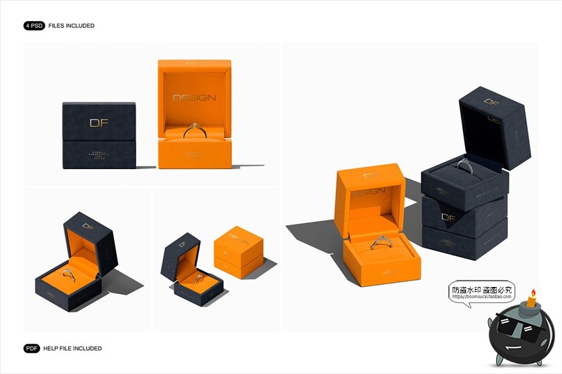 图片[2]-珠宝钻戒求婚戒指正方形首饰盒包装展示效果图样机PSD模板ps素材-设计猿