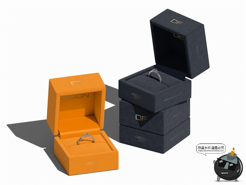 图片[5]-珠宝钻戒求婚戒指正方形首饰盒包装展示效果图样机PSD模板ps素材-设计猿